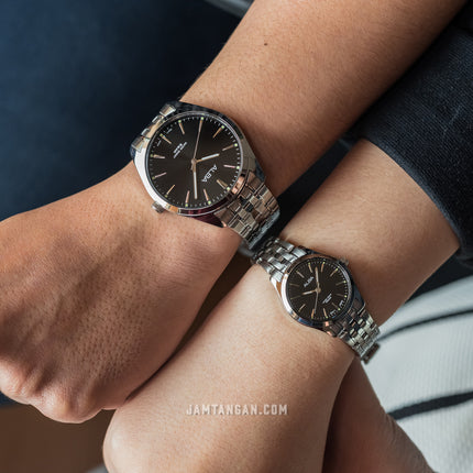 Alba ARX129X1_ARX109X1 Couple Black Dial Stainless Steel Strap