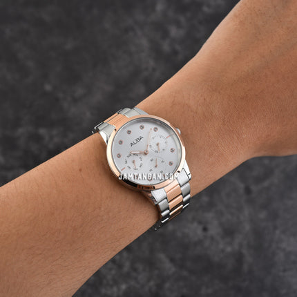 Alba AP6724X1 Ladies Multifunction Silver Dial Dual Tone Stainless Steel Strap