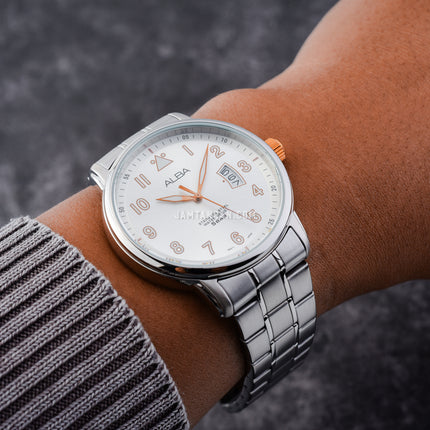 Alba AS9B21X1 Men Silver Dial Stainless Steel Strap