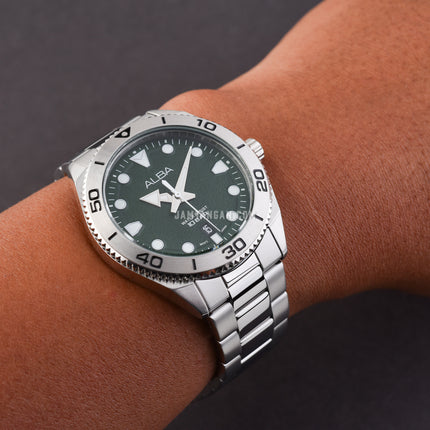 Alba Active AS9T13X1 Men Green Patterned Dial Stainless Steel Strap