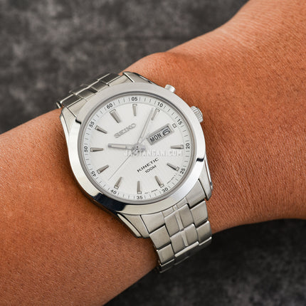 Seiko Kinetic SMY101P1 Men White Dial Stainless Steel Strap