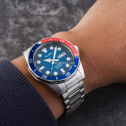 Alba Mechanical AL4541X1 Automatic Men Blue Black Gradation Dial Stainless Steel Strap