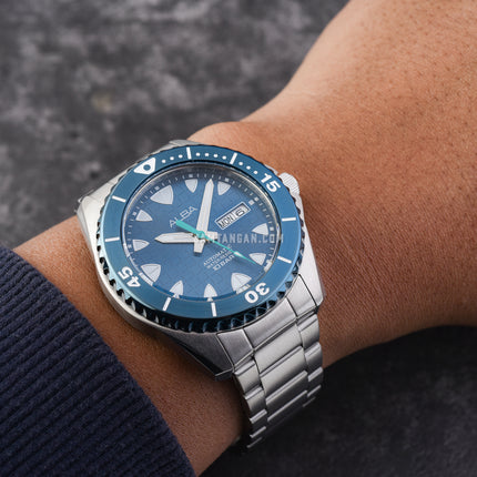 Alba Mechanical AL4575X1 Automatic Men Blue Patterned Dial Stainless Steel Strap