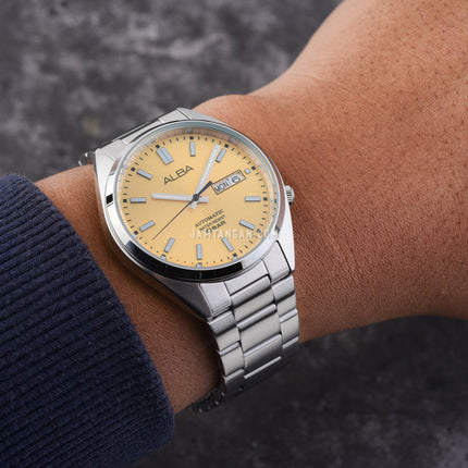 Alba Mechanical AL4325X1 Automatic Men Gilt Patterned Dial Stainless Steel Strap