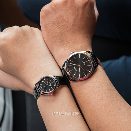 Alba ARX139X1 Ladies Black Dial Black Leather Strap