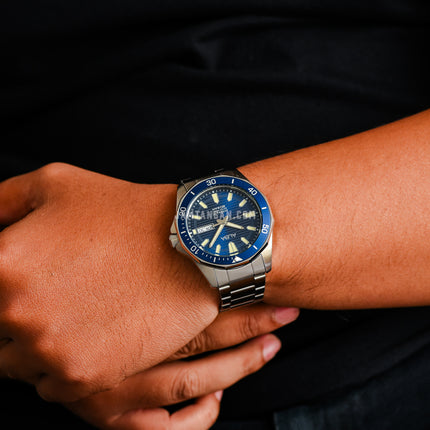 Alba Mechanical AL4453X1 Automatic Men Blue Patterned Dial Stainless Steel Strap