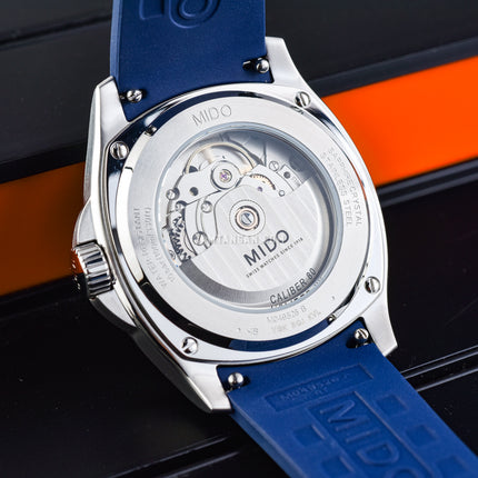 MIDO Multifort TV Big Date M049.526.17.041.00 Blue Gradient Dial Blue Rubber Strap