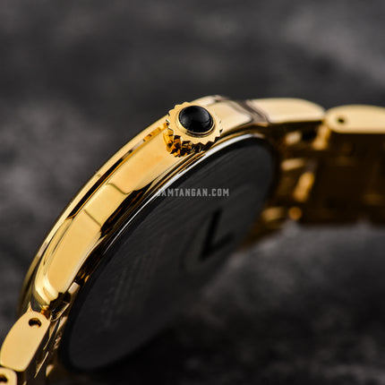 Seiko Ladies SRZ552P1 Champagne Sparkle Effect Dial Gold Stainless Steel Strap