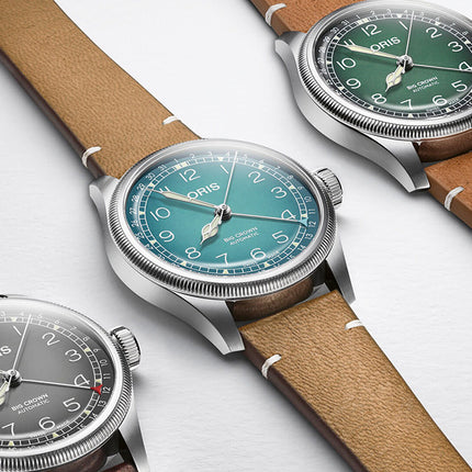 Oris Big Crown 01-754-7779-4067-SET Cervo Volante Green Dial Brown Leather Strap
