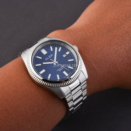 Alba Prestige AS9S69X1 Men Blue Patterned Dial Stainless Steel Strap