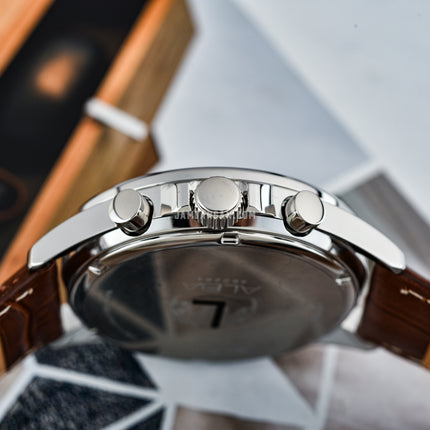 Alba Active AT3H31X1 Chronograph Men Blue Dial Brown Leather Strap