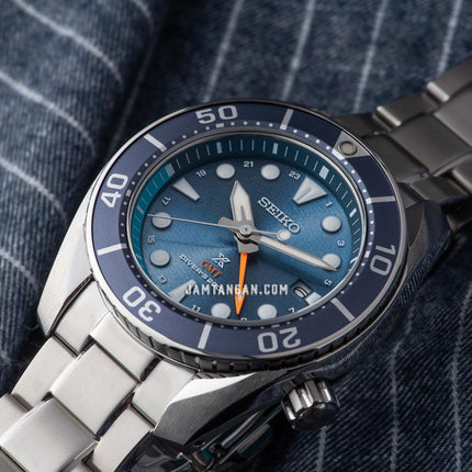 Seiko Prospex SFK001J1 Sumo Aqua Solar GMT Divers Sea Blue Dial Stainless Steel Strap