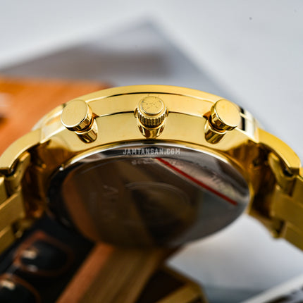 Alba Prestige AT3F62X1 Chronograph Men Black Dial Gold Stainless Steel Strap