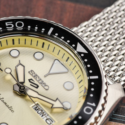 Seiko 5 Sports SRPE75K1 Suits Style Champagne Dial Stainless Steel Strap