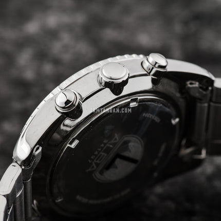 Alba Signa AT3J15X1 Chronograph Men Black Light Gold Gradation Patterned Dial Stainless Steel Strap