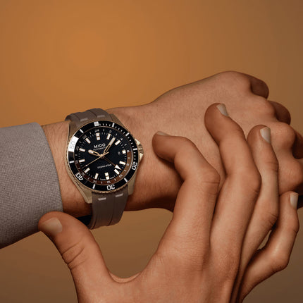 MIDO Ocean Star M026.629.37.291.00 Men GMT Black Dial Brown Rubber Strap