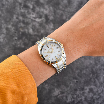 Seiko Classic SKK880P1 Diamond Mother Of Pearl Dial Dual Tone Stainless Steel Strap