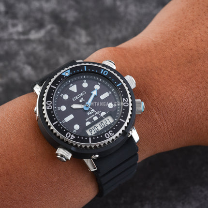 Seiko Prospex SNJ035P1 PADI Arnie Solar Divers 200M Digital Analog Dial Black Silicone Strap