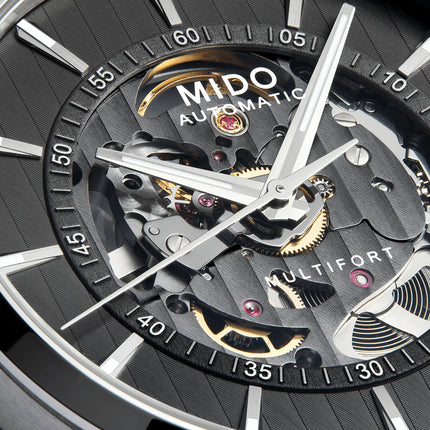 MIDO Multifort M038.436.11.061.00 Automatic Skeleton Vertigo Anthracite Dial Stainless Steel Strap