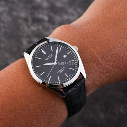 Alba Prestige AS9S27X1 Men Black Dial Black Leather Strap
