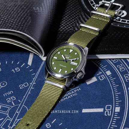 Seiko 5 Sports SRPE65K1 Automatic Green Olive Dial Green Olive Nylon Strap