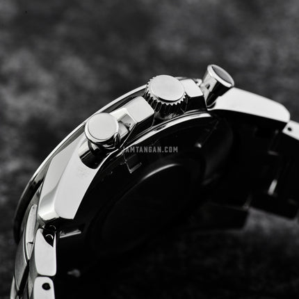 Seiko Sportura SNAE61P1 Chronograph Black Dial Stainless Steel Strap