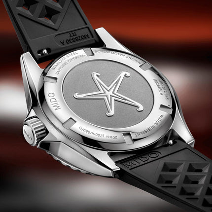 MIDO Ocean Star M026.830.17.421.00 Tribute Red Gradient Dial Black Rubber Strap