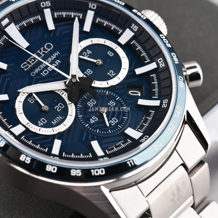 Seiko Chronograph SSB445P1 Essentials Blue Dial Stainless Steel Strap