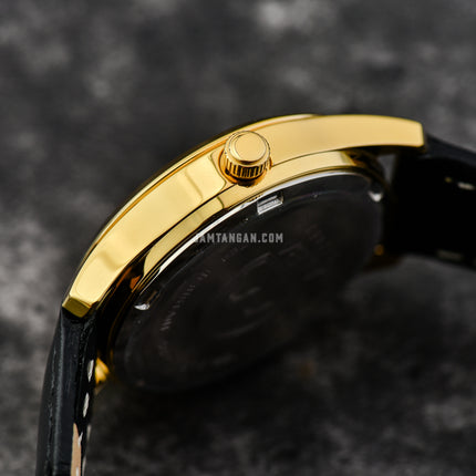 Alba Prestige AH7CG2X1 Ladies Light Champagne Dial Black Leather Strap