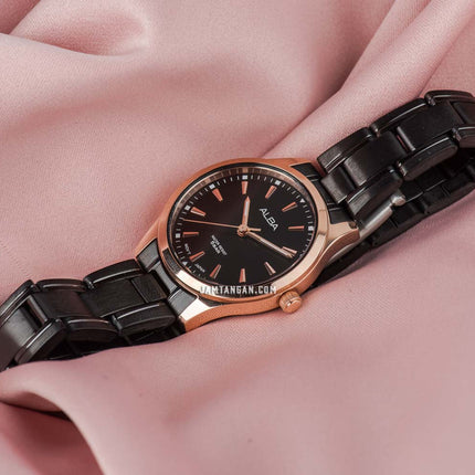 Alba Prestige ARX024X1 Ladies Black Dial Black Stainless Steel Strap