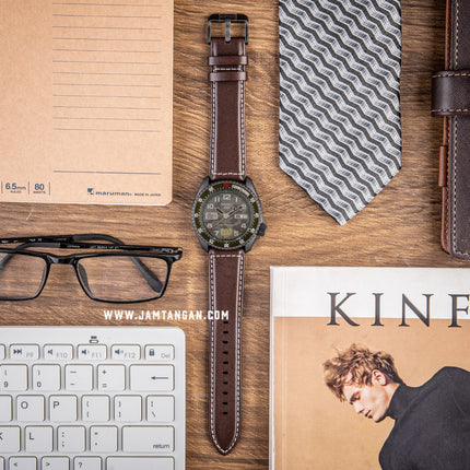 Seiko 5 Sports SRPF21K1 Street Fighter Guile Indestructible Fortress Leather Strap Limited Edition