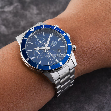Alba Active AM3955X1 Chronograph Men Blue Patterned Dial Stainless Steel Strap