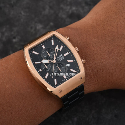 Alba AM3992X1 Men Chronograph Black Dial Black Stainless Steel Strap
