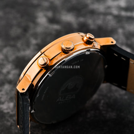 Alba AT3F14X1 Man White Dial Black Leather Strap