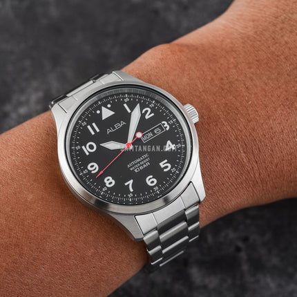 Alba Mechanical AL4205X1 Automatic Men Black Dial Stainless Steel Strap