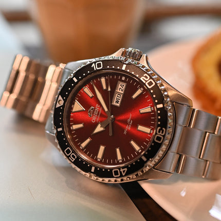 Orient Sports RA-AA0003R Kamasu Automatic Divers Red Dial Stainless Steel Strap