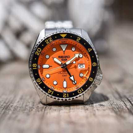 Seiko 5 Sports SSK005K1 SKX Sports Style GMT Mikan Orange Automatic Orange Dial St. Steel Strap