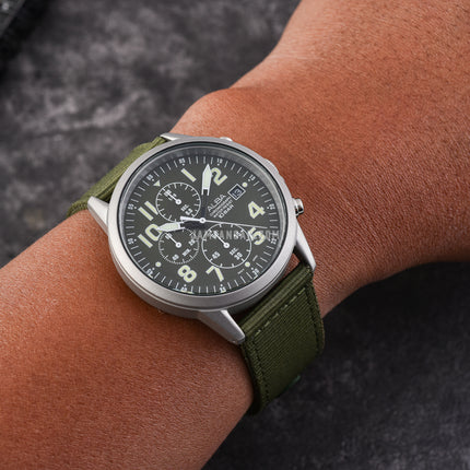 Alba AM3855X1 Chronograph Men Green Dial Green Nylon Strap