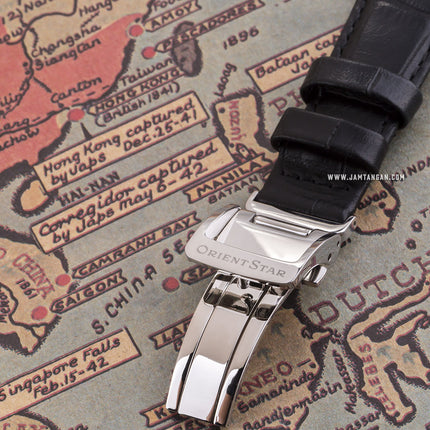 Orient Star Heritage RE-AW0004S Gothic Power Reserve Small Man Silver Dial Black Leather Strap