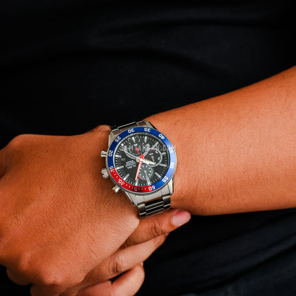 Alba Active AM3893X1 Chronograph Men Black Dial Stainless Steel Strap