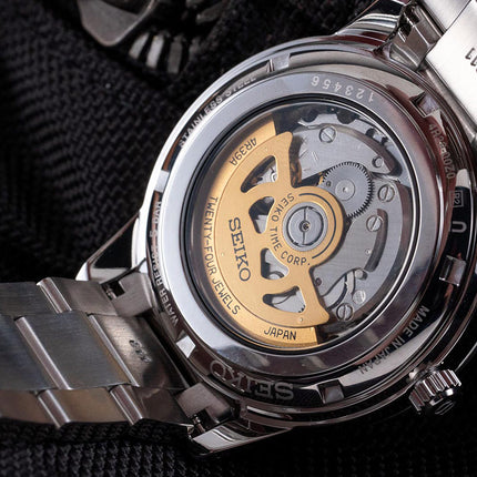 Seiko Presage SSA425J1 Style60s Automatic Open Heart Black Dial Stainless Steel Strap