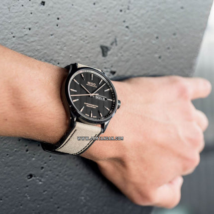 MIDO Multifort M038.431.37.051.09 Chronometer Automatic Black Dial Biege Fabric Strap