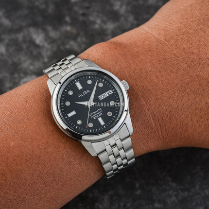 Alba AL4671X1 Ladies Automatic Black Dial Stainless Steel Strap