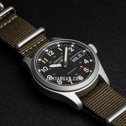 Seiko 5 Sports SRPJ85K1 Mid-Field Sports Style Green Zone Automatic Men Black Dial Nylon Strap