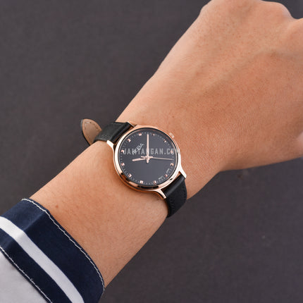 Alba Fashion ARX152X1 Ladies Black Dial Black Leather Strap