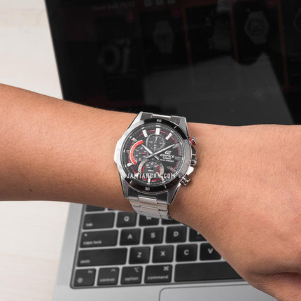 Casio Edifice EFS-S610DB-1AVUDF Chronograph Slim Red Line Black Dial Stainless Steel Band