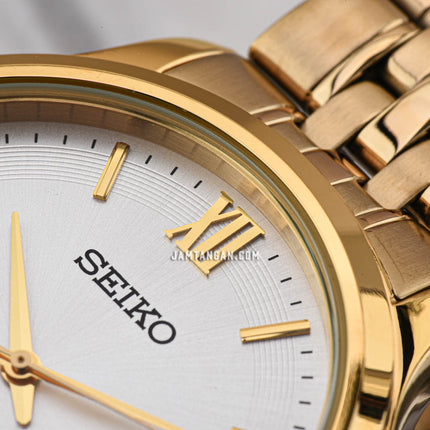 Seiko Classic SUR224P1 Neo White Dial Gold Stainless Steel Strap