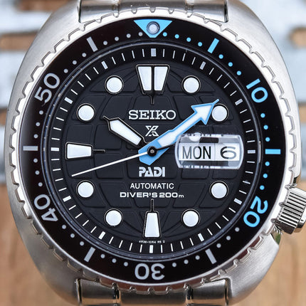 Seiko Prospex SRPG19K1 King Turtle PADI Edition Automatic Divers 200M Black Dial Stainless Steel