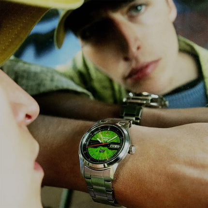 Seiko 5 Sports x HUF SRPM09K1 Green Dial Stainless Steel Strap Limited Edition