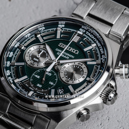 Seiko Chronograph SSB405P1 Essentials Green Dial Stainless Steel Strap